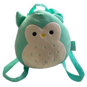 Squishmallows Winston the Owl Backpack 12 inch Hard to Find Blue Zip Pocket Twee